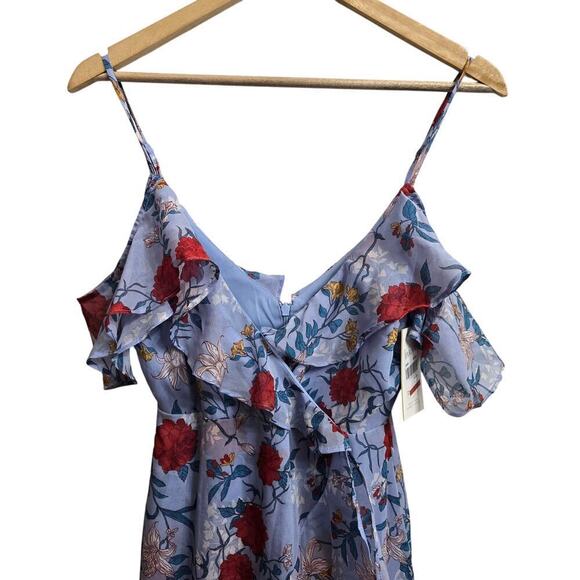 NWT Bardot Womens Floral High-Low Cold Shoulder Wrap Dress 4 Boho Cottagecore - Picture 6 of 12